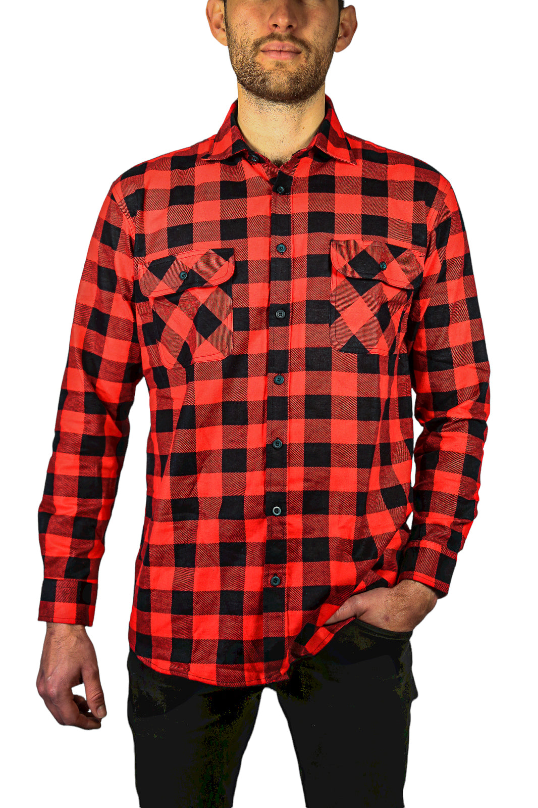 Jacksmith Men's Quilted Flannelette Shirt Jacket - Red/Black